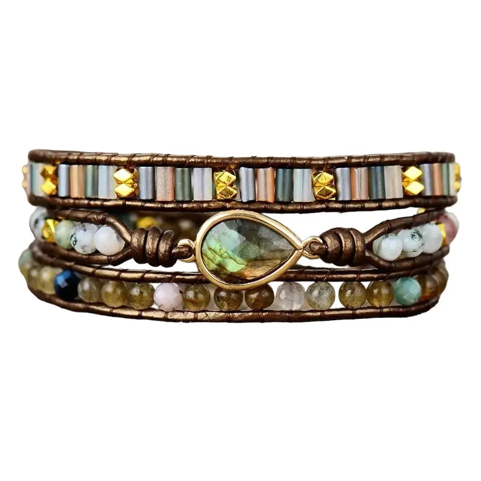 Labradoriet Druppel Wikkelarmband Myspirituals