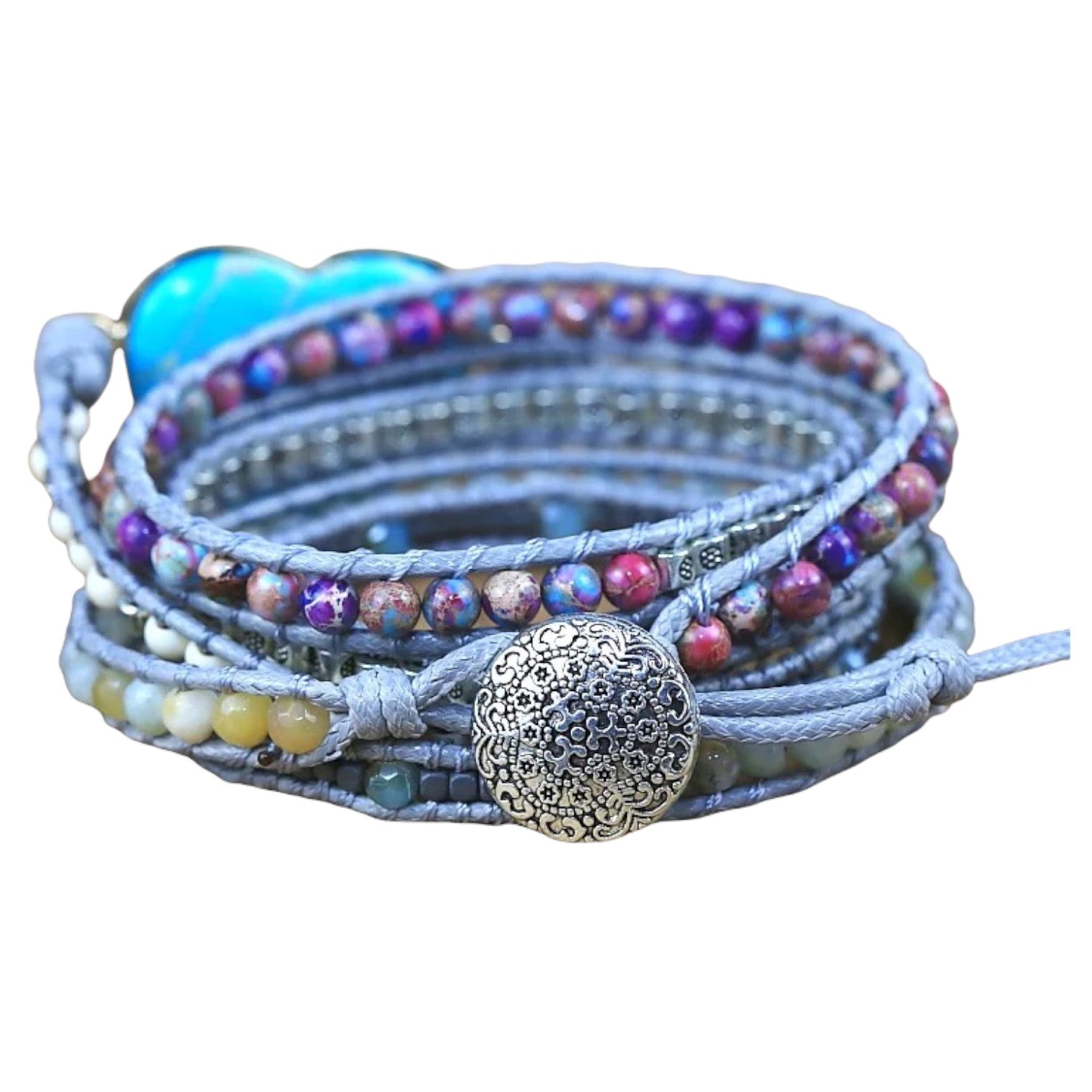 Amazoniet hart wikkelarmband Myspirituals