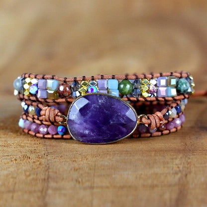 Paarse Natuurstenen Kwarts Wikkelarmband Myspirituals