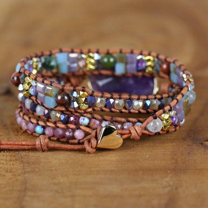 Paarse Natuurstenen Kwarts Wikkelarmband Myspirituals